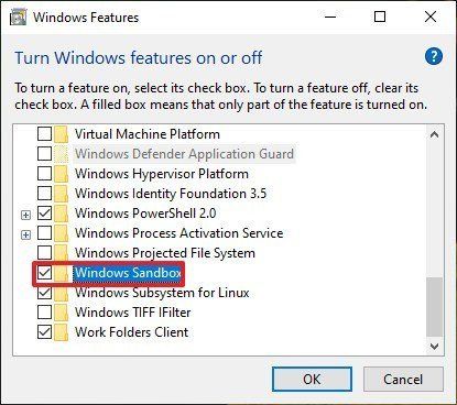 Bật tùy chọn Windows Sandbox