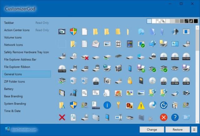 CustomizerGod cho phép bạn thay đổi biểu tượng trên Windows 10