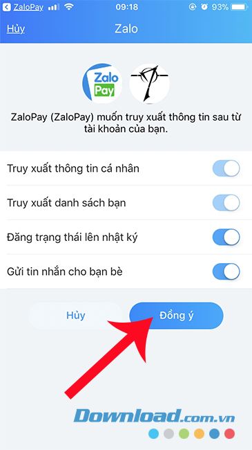 Chấp nhận điều khoản của ZaloPay