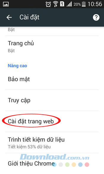 Thiết lập trang web