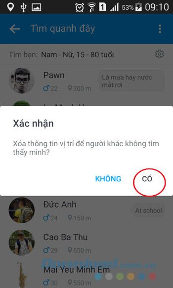 Xác nhận xóa vị trí