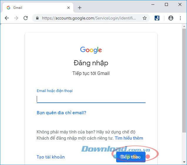 Đăng nhập vào Gmail