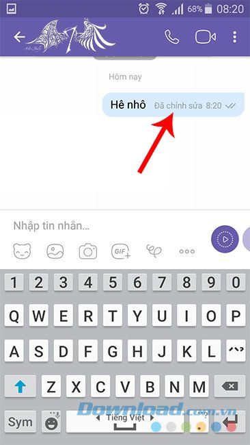 Sửa đổi tin nhắn trên Viber Android