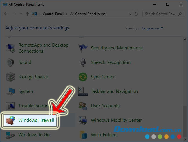 Chọn Windows Firewall