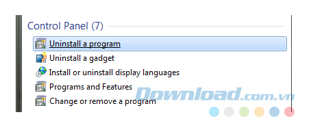 Chọn Uninstall a program