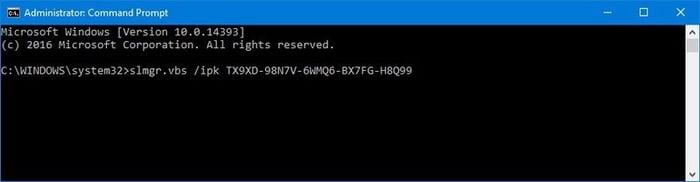 Sử dụng lệnh thay đổi mã khóa sản phẩm của Windows 10