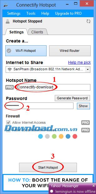 Hướng dẫn phát Wifi từ laptop bằng Connectify Hotspot