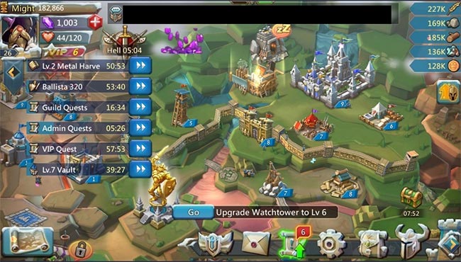 Giao diện chính của game Lords Mobile