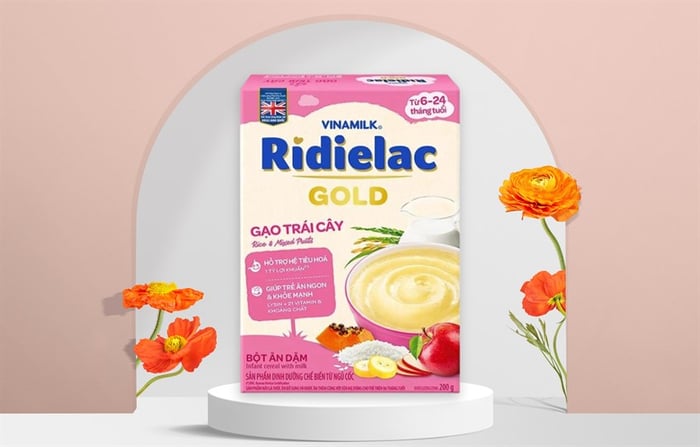 Bột ăn dặm Vinamilk RiDielac Gold gạo, trái cây hộp 200g (6 - 24 tháng)