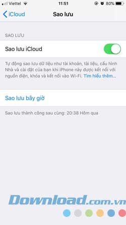 Sao lưu trên iCloud