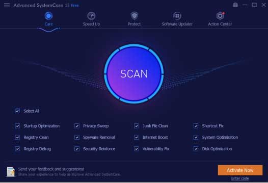 Advanced SystemCare 13 quét hệ thống một cách nhanh chóng