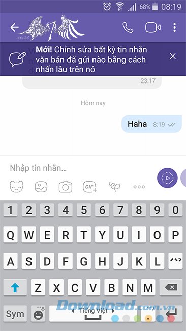 Chọn tin nhắn Viber cần chỉnh sửa