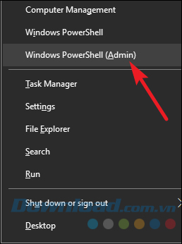 Chọn PowerShell (Admin) từ trình đơn Power User