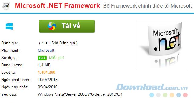 Hướng dẫn cách tải Microsoft .NET Framework về máy tính