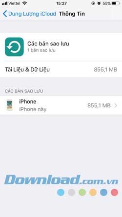 Sao lưu trên iCloud