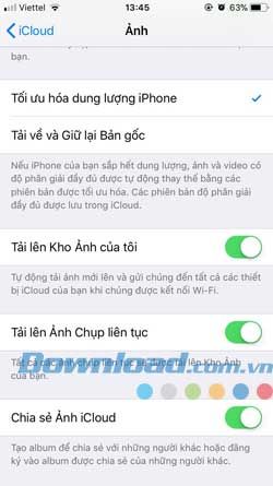 Sao lưu trên iCloud