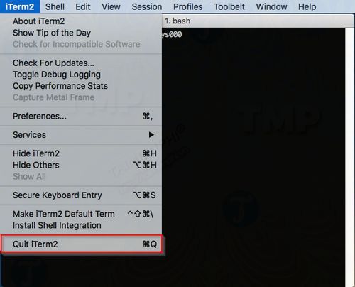 Chọn Quit Iterm2