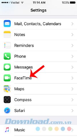 Bật tính năng Facetime trên điện thoại