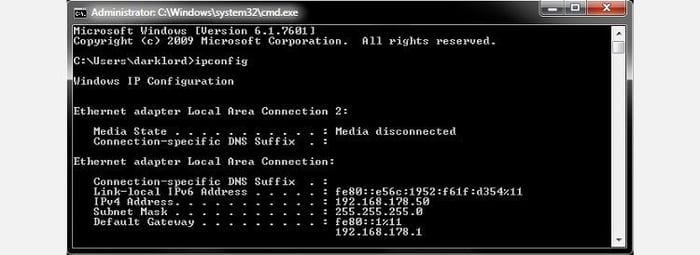 Tìm địa chỉ IP trong Command Prompt