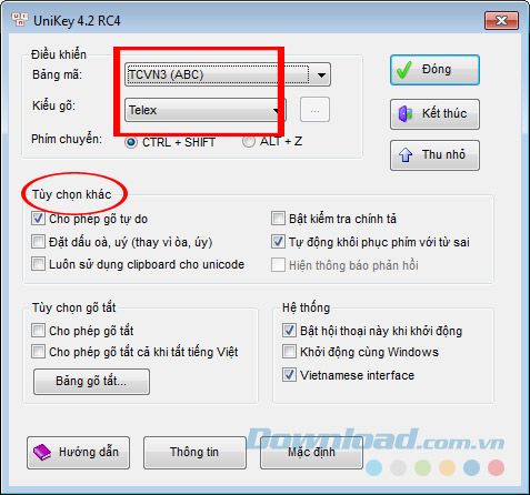 Reset lại Unikey