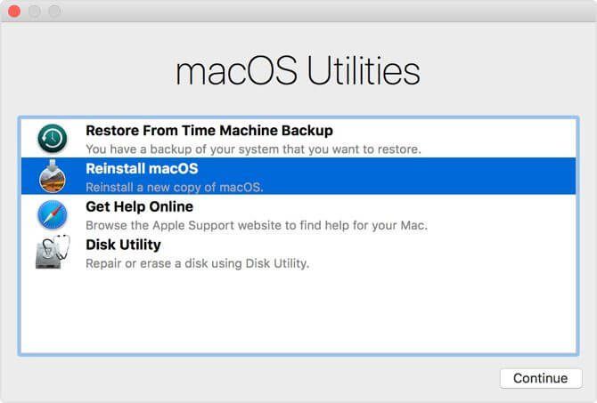 Lựa chọn cài lại macOS