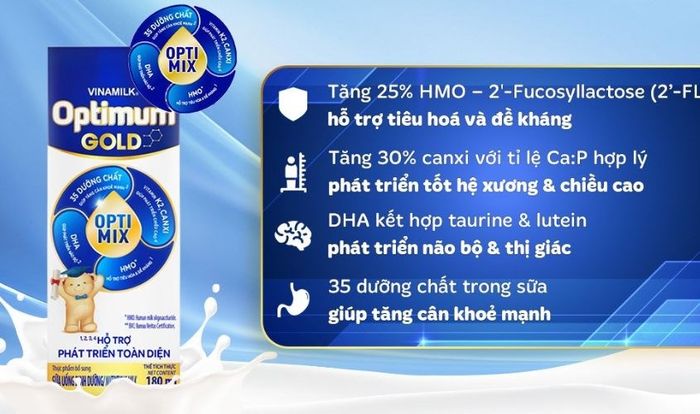 Lốc 4 hộp sữa pha sẵn Optimum Gold 180 ml (từ 1 tuổi)