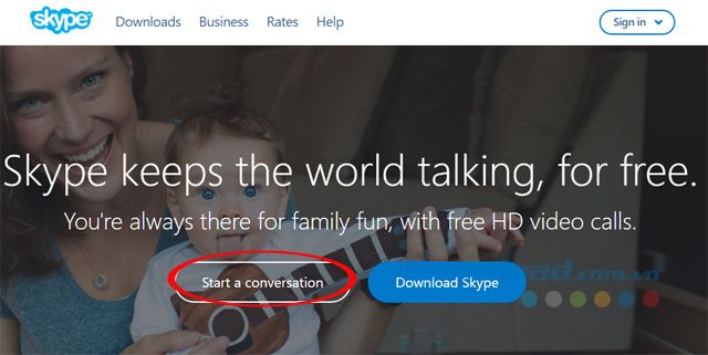 Khởi đầu trò chuyện trên Skype