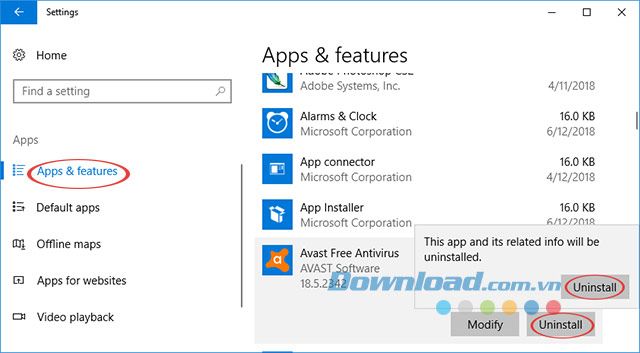 Gỡ cài đặt Avast Free Antivirus
