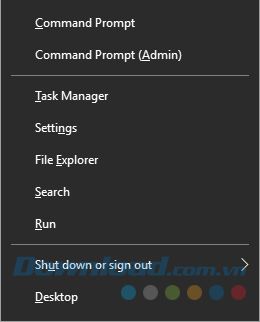 Truy cập bằng tổ hợp phím Windows + X