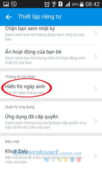 Hiện ngày sinh của bạn