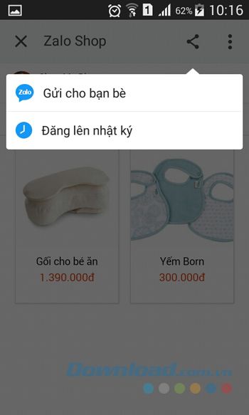 Chia sẻ thông tin cửa hàng với bạn bè