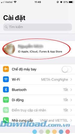 Sao lưu trên iCloud