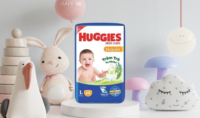 Tã quần Huggies Skincare size L 68 miếng (9 - 14 kg) - Giao bao bì ngẫu nhiên