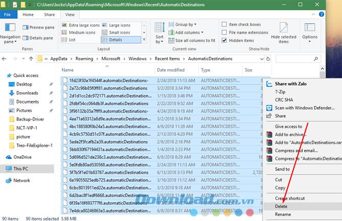 Tình trạng treo của File Explorer