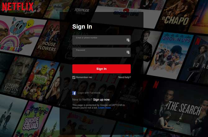 Màn hình đăng nhập Netflix