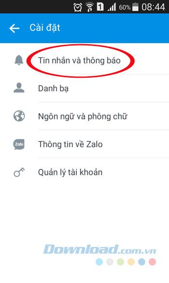 Cài đặt tin nhắn và thông báo