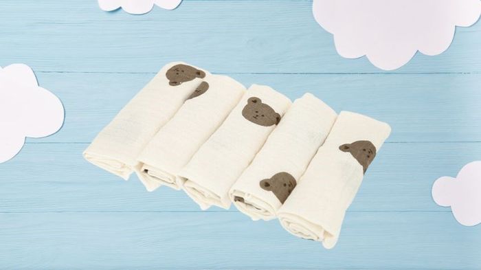 Nên lau mặt cho bé bằng 5 cái khăn sữa cotton Bessla 2 lớp 27x27 cm - Gấu bear