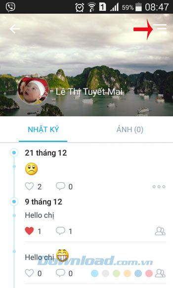 Truy cập vào mục cá nhân