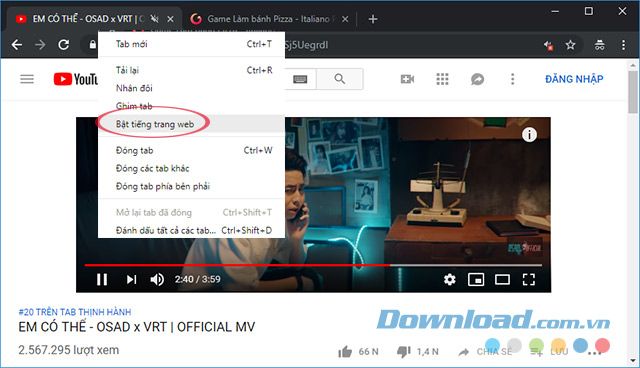 Bật tiếng trang web