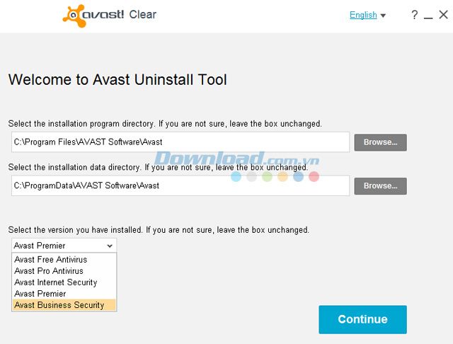 Bắt đầu gỡ bỏ Avast bằng Avast Clear