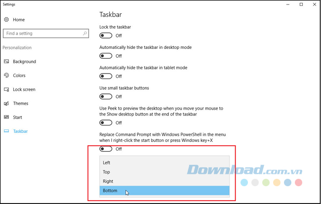 Di chuyển Taskbar tự động