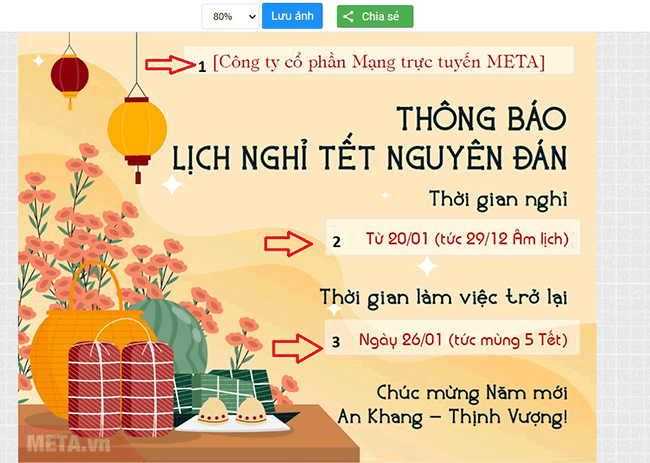 Tạo Banner thông báo nghỉ Tết Nguyên Đán trực tuyến