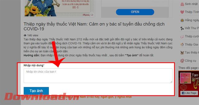 Viết lời chúc và click vào nút Tạo ảnh