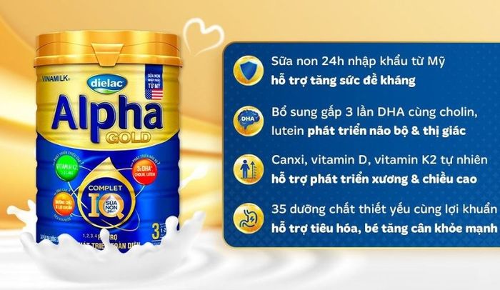 Sữa bột Dielac Alpha Gold IQ số 3 850g (dành cho trẻ từ 1 đến 2 tuổi)