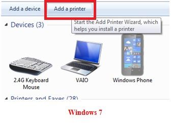 Thêm máy in trên Windows 7