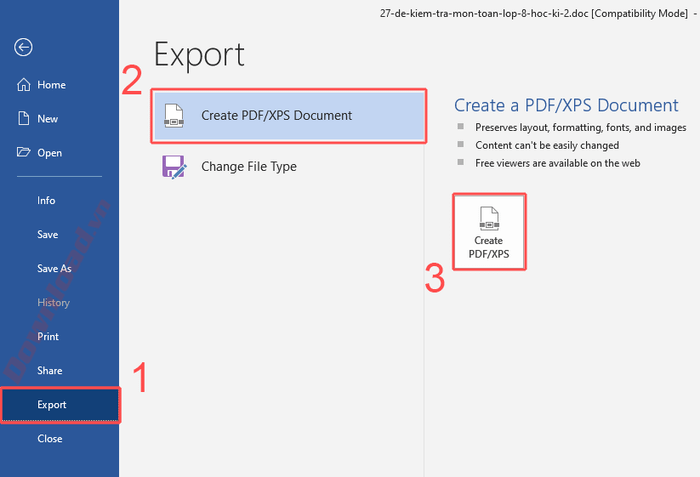 Chuyển đổi file Word sang định dạng PDF trên Microsoft Word