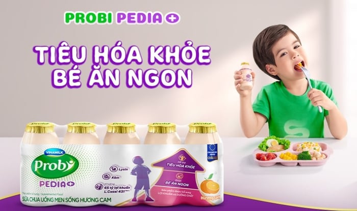 Lốc 5 chai sữa chua uống men sống Vinamilk Probi Pedia+ vị cam 65 ml (dành cho trẻ từ 1 tuổi)