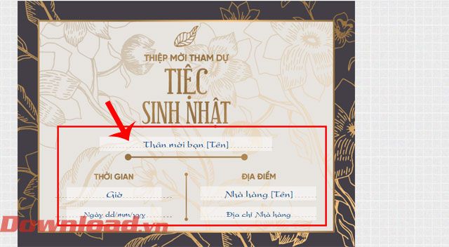 Viết thông tin trên thẻ mời