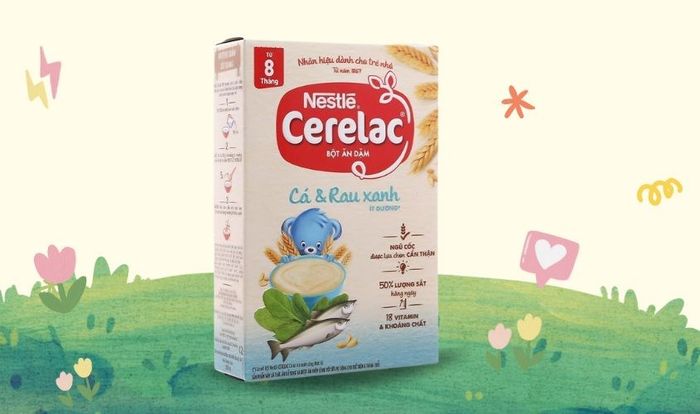 Bột ăn dặm Nestlé Cerelac cá, rau xanh hộp 200g (phù hợp từ 8 tháng)