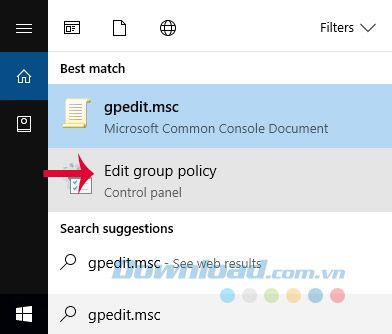 Nhập từ khóa gpedit.msc